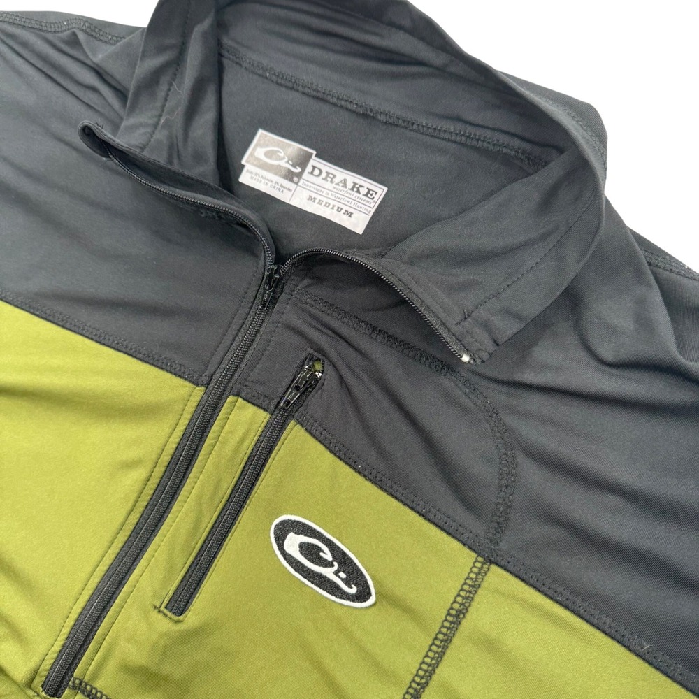 Drake‎ Waterfowl 1/4 Zip Pullover Mens Medium Green Black DW18027 Performance